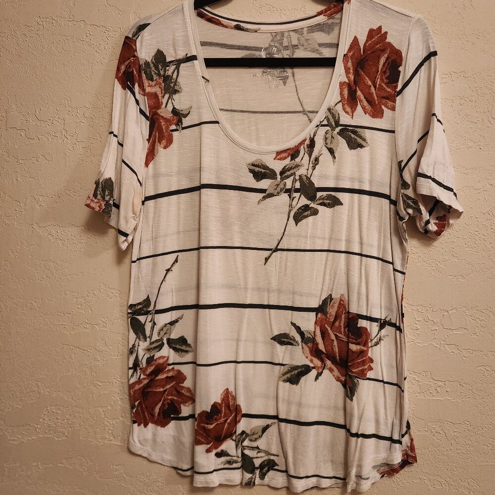 White Striped Foral shirt